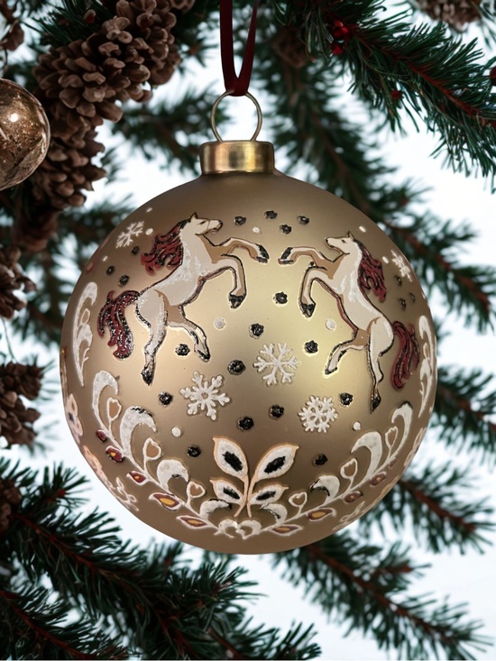 Vera Bradley Other - VERA BRADLEY 2023 Enchantment Neutral Christmas Ornament Gold Horse Snowflake